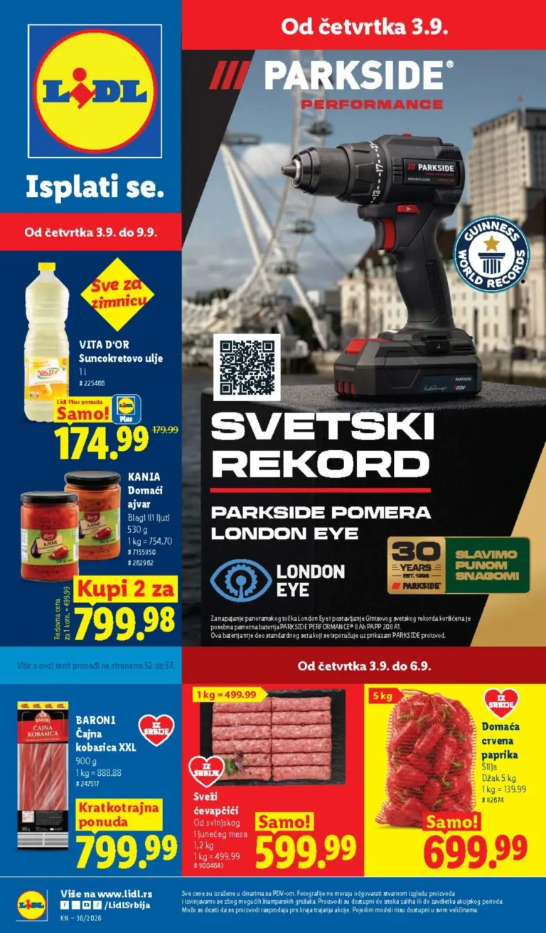 Lidl katalog akcija strana 1 – važi od 3.9. do 9.9.2026.