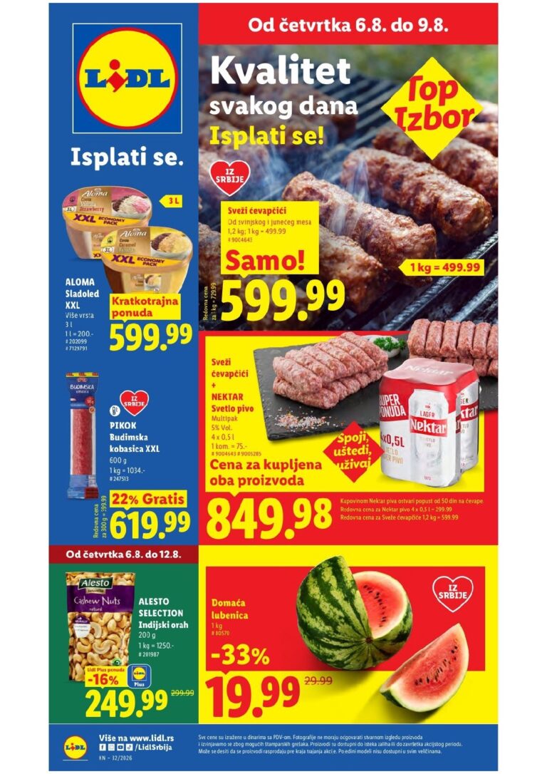 Lidl katalog akcija strana 1 – važi od 6.8. do 12.8.2026.