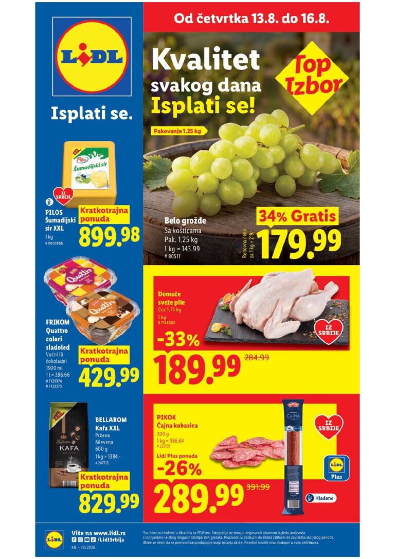 Lidl katalog akcija strana 1 – važi od 13.8. do 16.8.2026.