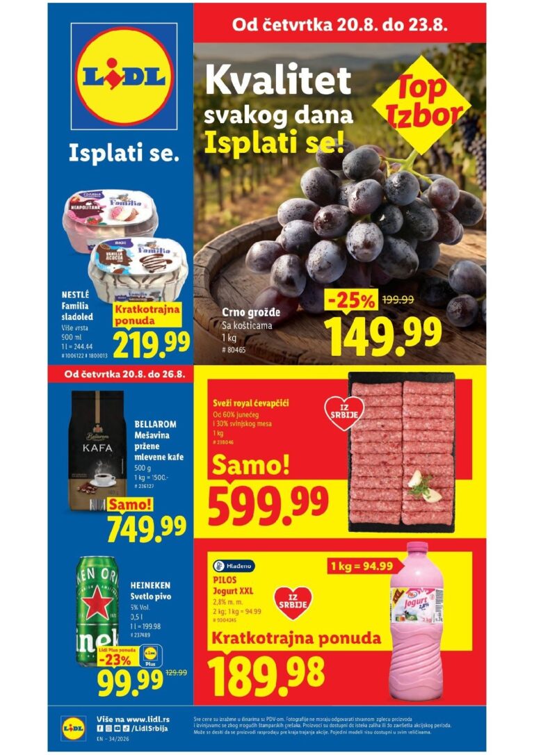 Lidl katalog akcija strana 1 – važi od 20.8. do 26.8.2026.