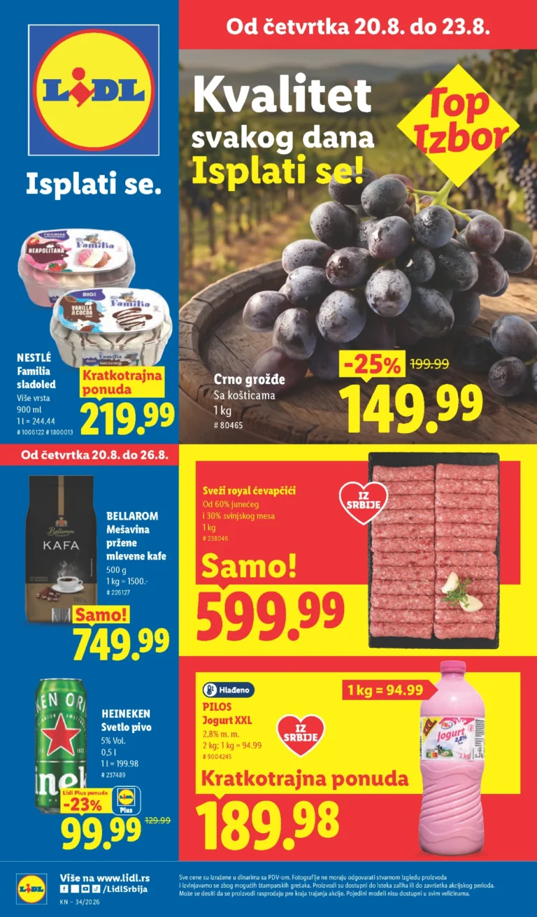 Lidl katalog akcija strana 1 – važi od 20.8. do 26.8.2026.