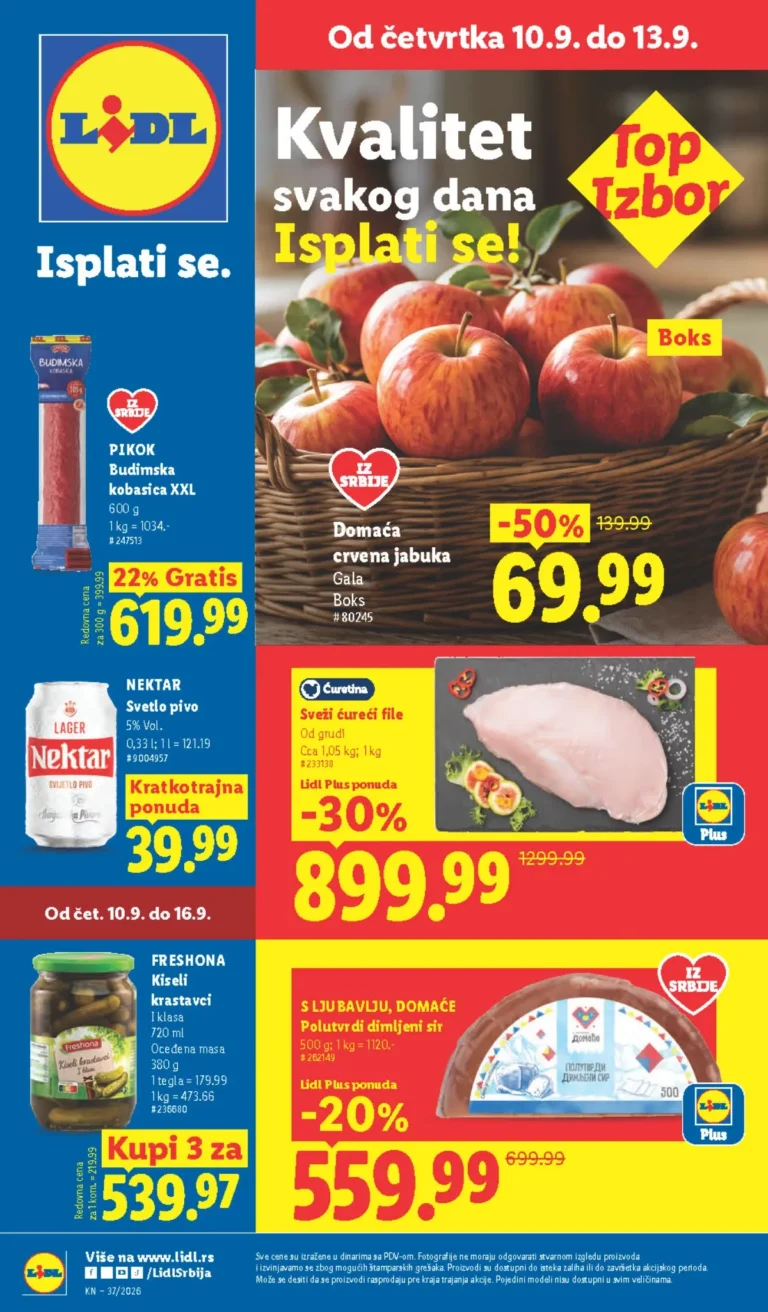 Lidl katalog akcija strana 1 – važi od 10.9. do 16.9.2026.