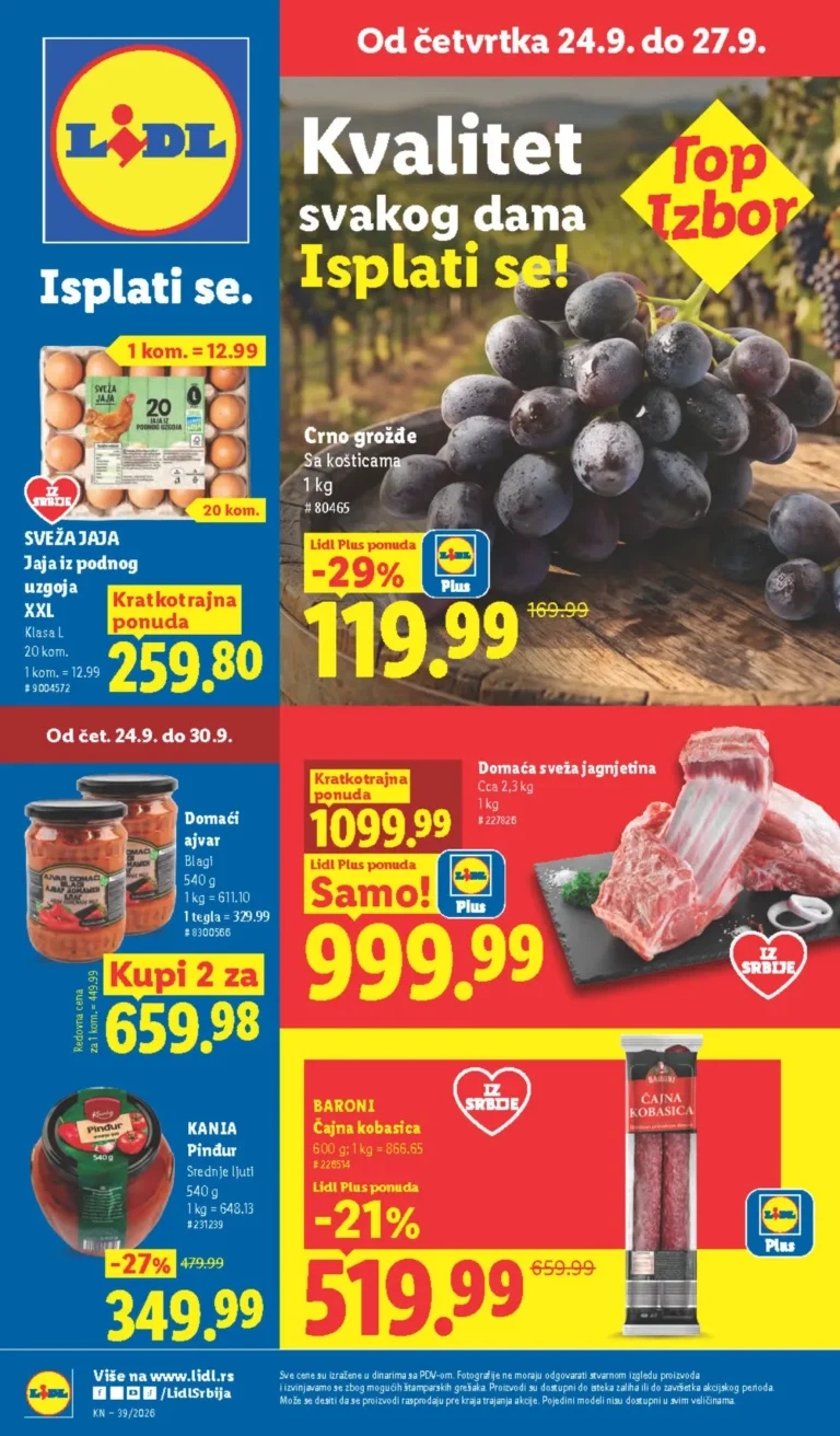 Lidl katalog akcija strana 1 – važi od 24.9. do 30.9.2026.