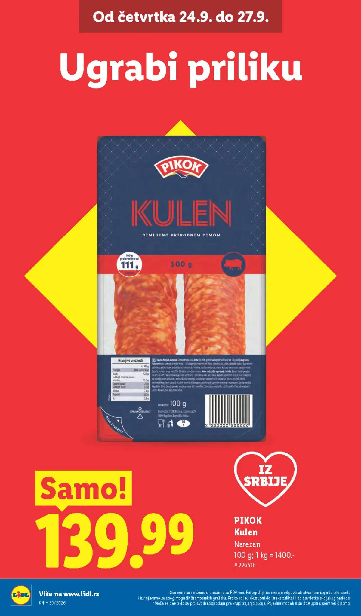 Lidl katalog akcija strana 4 – važi od 24.9. do 30.9.2026.