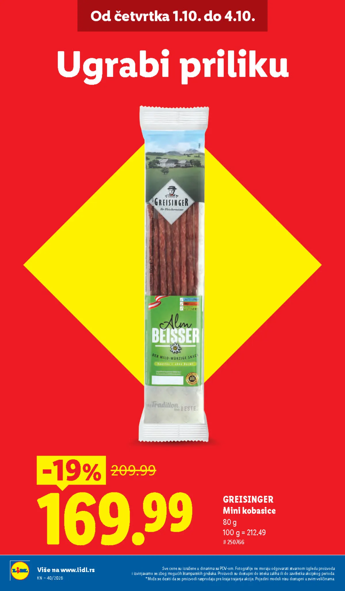 Lidl katalog akcija strana 4 – važi od 1.10. do 7.10.2026.